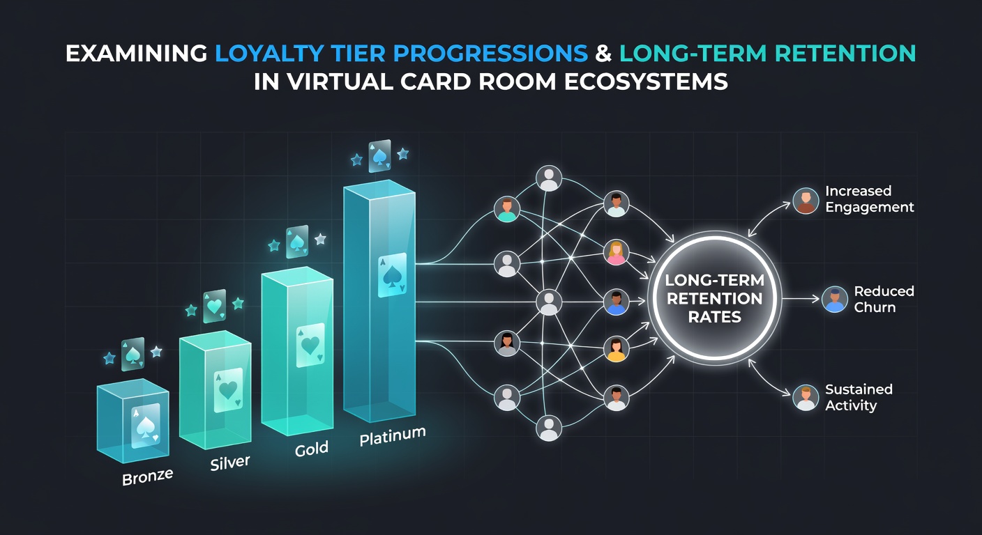 Dashboard view of loyalty tier progression levels in a virtual poker platform interface showing player status bars and rewards