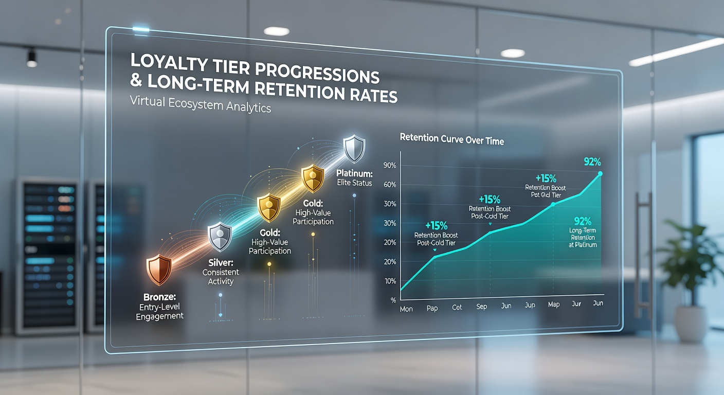 Analytics chart displaying retention curves for different loyalty tiers over a 24-month period in online card rooms