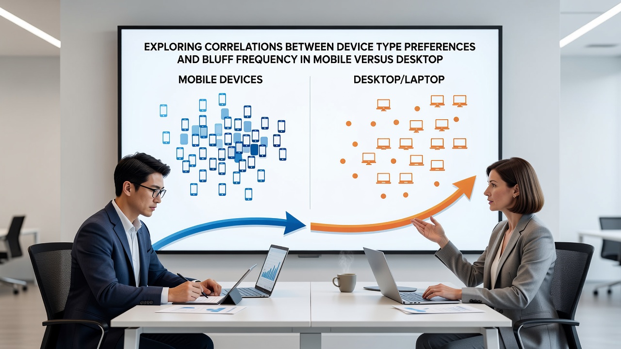 Data visualization showing bluff frequency trends across mobile and desktop poker platforms