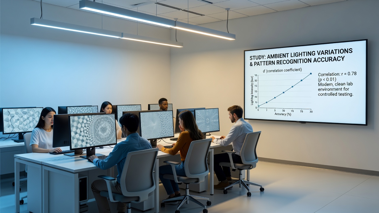 Player workstation with adjustable LED strips and monitor calibration tools used in lighting correlation studies