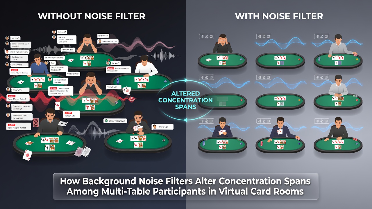 Multi-table poker players using noise filtering tools during extended online sessions