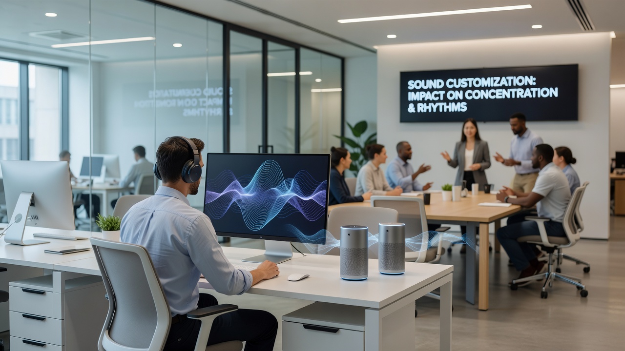 Graph and interface screenshots illustrating concentration metrics and interaction timing changes across short, medium, and long digital card sessions with varying audio settings